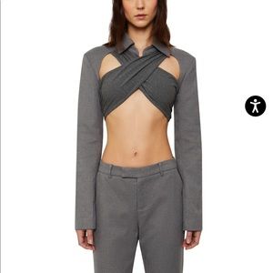 Danielle Guizio Wrap Blazer Cut-Out Top